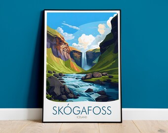 Iceland Travel Print, Skogafoss Waterfall