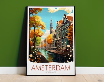 Amsterdam Traditional Print Amsterdam Travel Poster