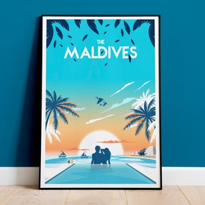 Visite la impresión de carteles de Maldivas, la impresión de arte de playa de Maldivas, el cartel de Malé Maldivas, la impresión de Maldivas