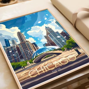 Chicago Traditional Travel Print, Chicago Illinois, Travel Prints, Travel Posters