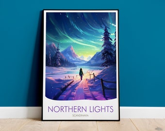 Northern Lights Print, Travel Poster