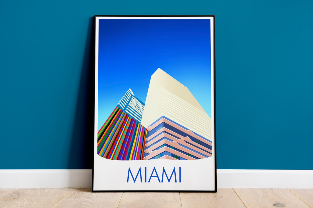 Miami Art Deco Print, Miami Poster, Florida Print, Miami Florida Wall