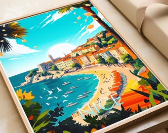 Nice Traditional Travel Print, Nice France, Nice Poster, Travel Prints, Travel Posters