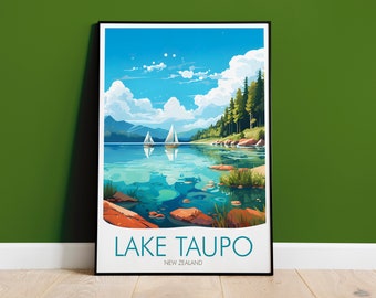 Lake Taupo Print - New Zealand Travel Print, Travel Decor