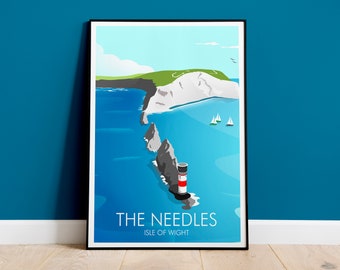Isle of Wight Poster Print, The Needles Wall Art Print, Travel Poster Print
