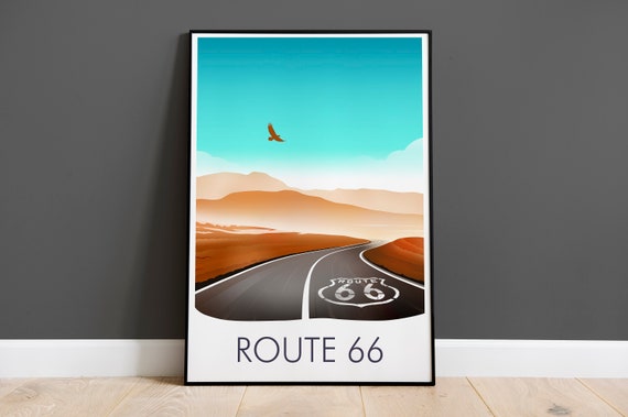Route 66 Print, Poster, Art, Travel America Poster, Highway Wall Art, Travel Decor, Home Decor Wall Art, Honeymoon Gift, Souvenir, Road Trip