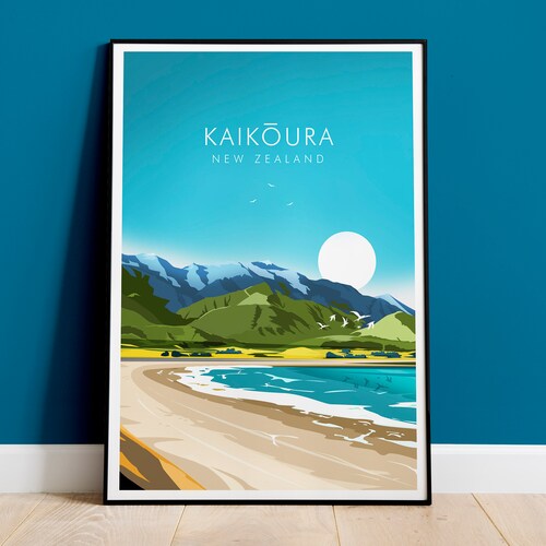 New Zealand Map Illustration Art Print NZ Poster New Zealand Etsy UK