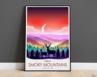 Great Smoky Mountains Poster, Print, National Park, Home Decor Wall Art, US National Park, Travel Print, Hiker Gift, Anniversary Gift