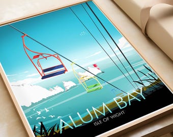 The Needles Isle of Wight Traditional Travel Print, Alum Bay, Travel Prints, Travel Posters
