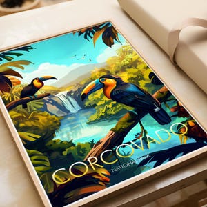 Corcovado Traditional Travel Print, Corcovado Poster, Corcovado Costa Rica, Travel Prints, Travel Posters