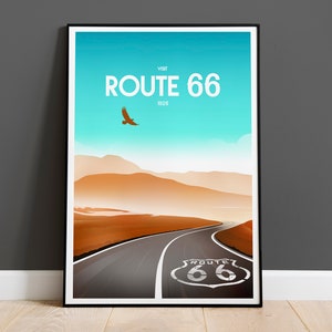 US Route 66 Poster Print, Route 66 Wall Art, Travel Poster Print
