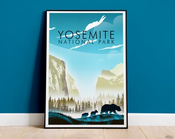 Yosemite National Park Print, USA National Parks Poster, Travel Poster Print