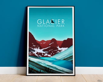 Glacier National Park Print, Canada National Park Poster, USA National Park Print