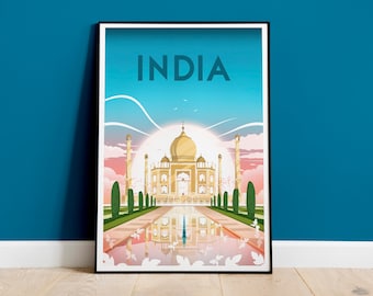 India Travel Print, Taj Mahal Poster, Travel Poster Print