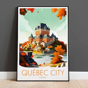Impression de la ville de Québec, affiche du Québec Canada, affiches de voyage