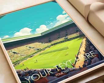 Tennis Traditional Print, Tennis Poster, Sport Prints, Travel Prints, Customisable Print, Personalised Gifts