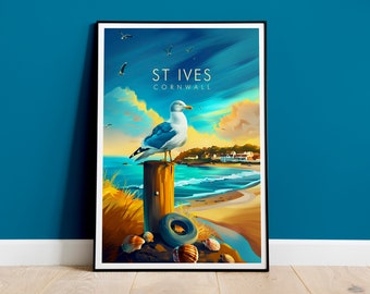 St Ives Cornwall Print, St Ives Travel Art