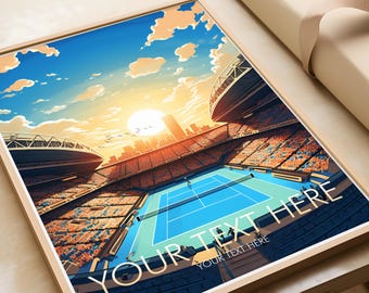 Tennis Sport Print, Tennis Poster, Sport Prints, Travel Prints, Customisable Print, Personalised Gifts