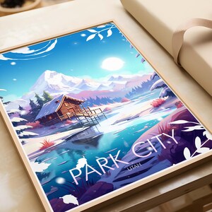 Park City Traditioneller Reise-Druck, Park City Poster, Park City Utah, Skiing Prints, Reisedrucke, Reiseposter
