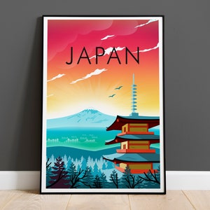 Japan Travel Print, Mount Fuji Poster Art, Travel Poster Print