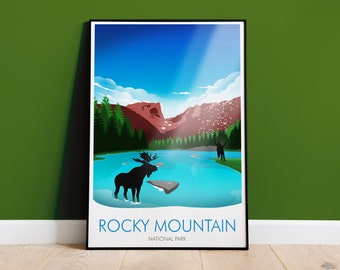 Rocky Mountain National Park, Poster, Print, Colorado Poster, US National Park, Travel Print, Rocky Mountain Wall Art, Surprise Gift