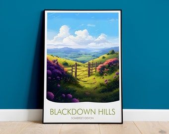 Blackdown Hills Print, Travel Print, Travel Poster, Somerset Print