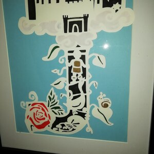 Paper cutting template Fairy tale Letter J, commercial use.