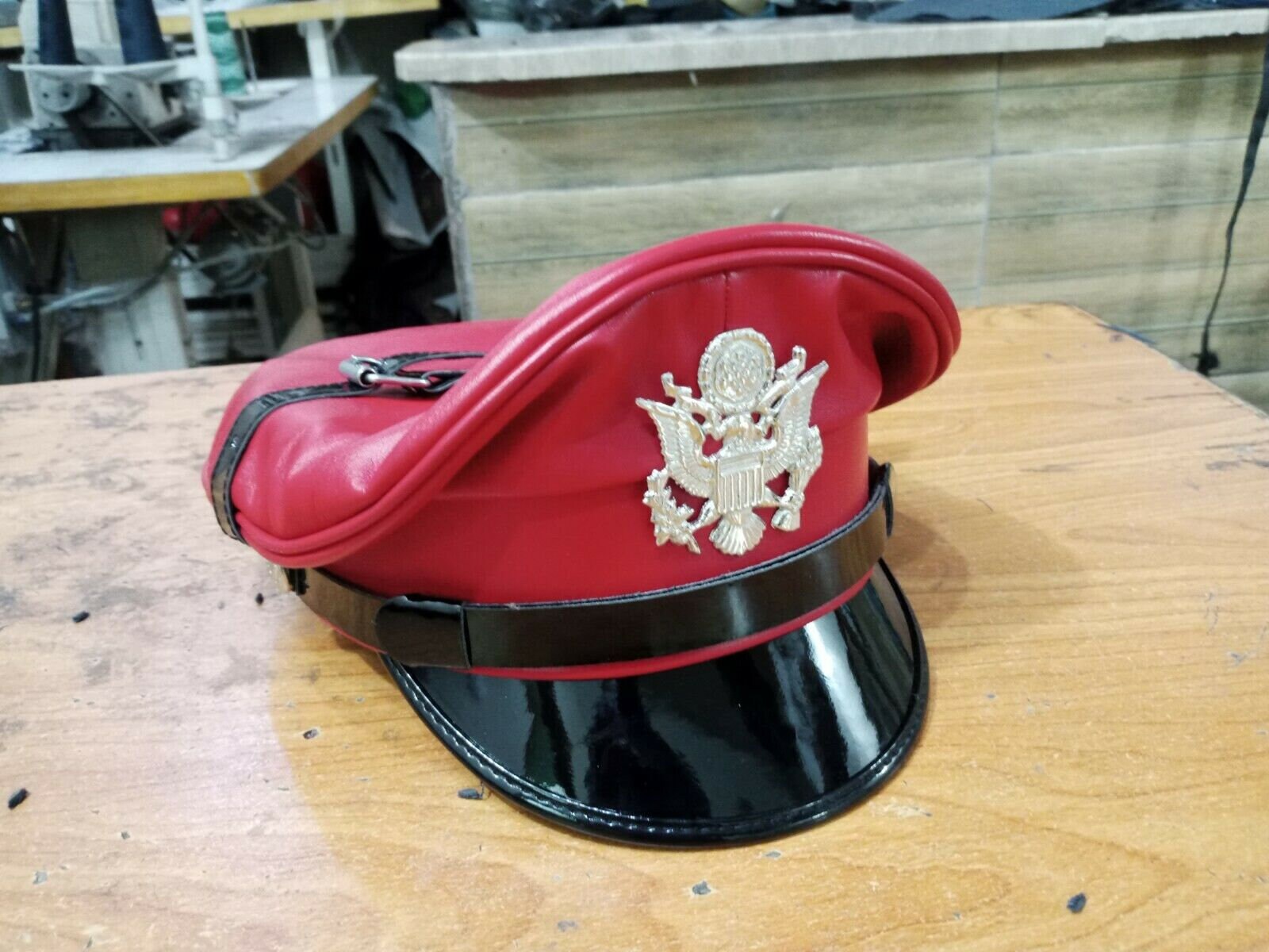 Finest Soft Real Leather Red Army Biker Muir Cap Us Hat - Etsy Australia