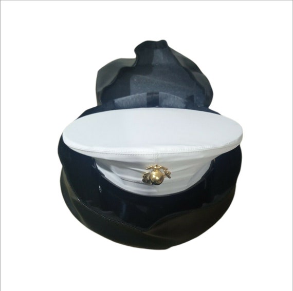 USMC Dress Blues Marine White Vinyl Hat 