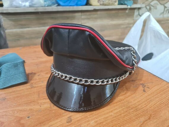 Real Leather Biker Army Muir Cap 