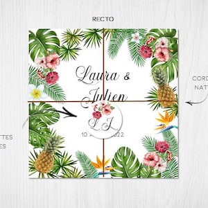 Faire Part Mariage - Invitation - Tropical Iles Paradis Feuillage Nature Exotique - Cordelette & Etiquette