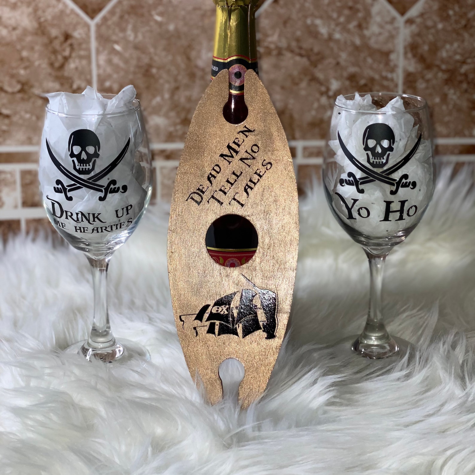 Pirate wine glass Pirates of the Caribbean Wine glass set Etsy