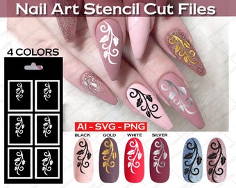 Download Nail Art Stencilnail Flower Branch Template Svgvinyl Flower Etsy