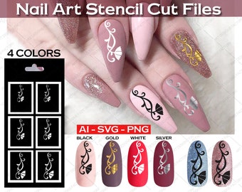 Download Nail Art Stencilnail Flower Branch Template Svgvinyl Flower Etsy
