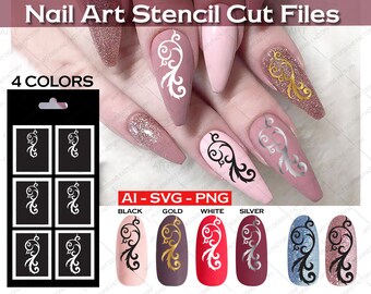 Download Nail Art Stencilnail Flower Branch Template Svgvinyl Flower Etsy