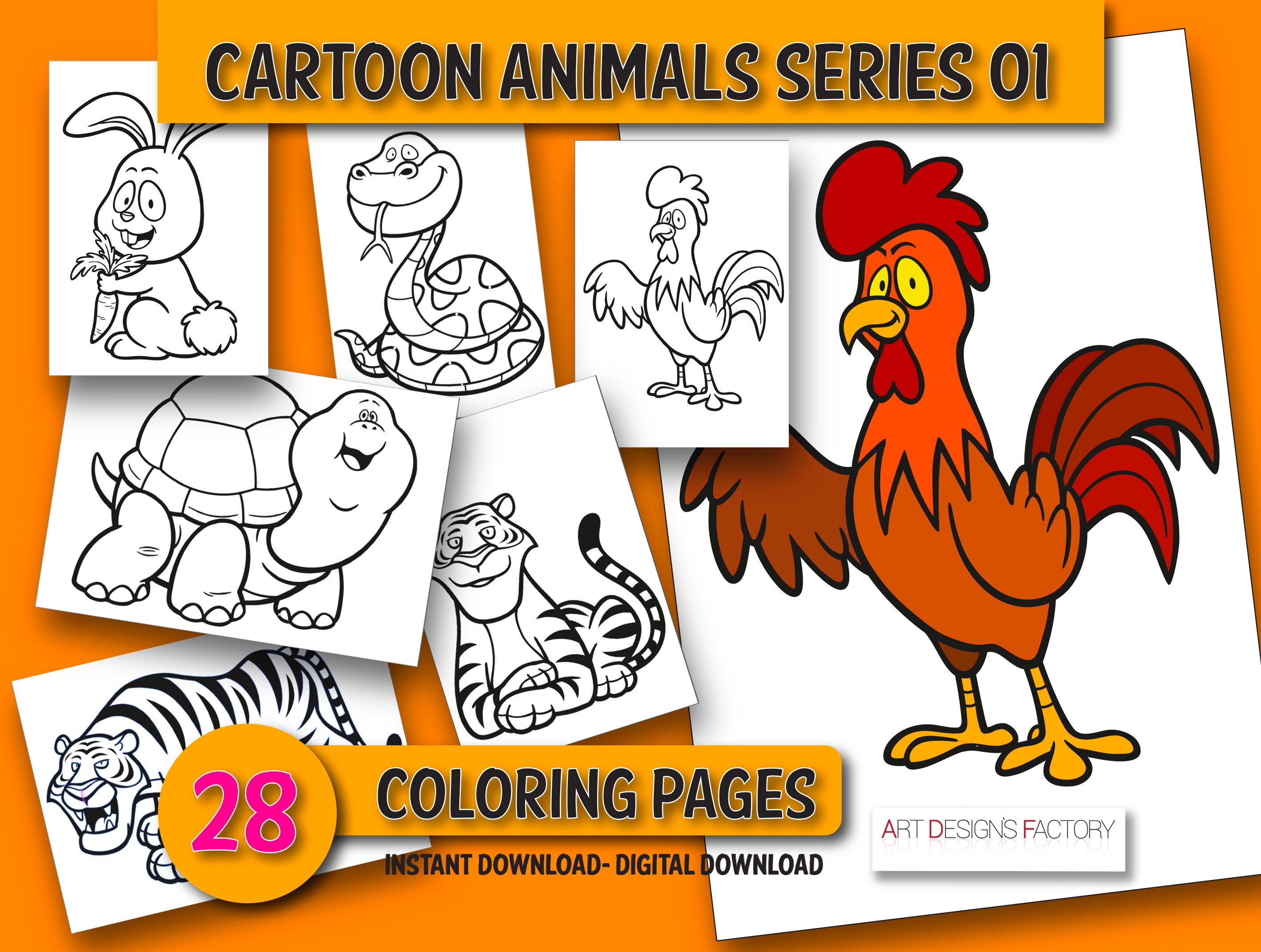 Coloring Pages,cartoon Animals Series 01,printable Pages,cartoon Tigers ...