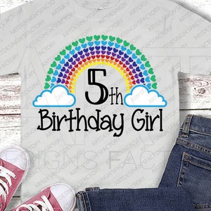 5th Birthday Girl Cut Files,Birthday Girl Rainbow svg,Fifth Girl Birthday svg,Rainbow Birthday svg,5Th Birthday svg,Girls Birthday Svg Png