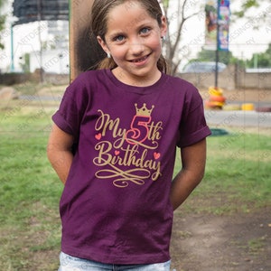 My Fifth Birthday Svg,MY 5th Birthday Svg,I'm Five Svg,It's my 5th Birthday svg,Birthday Girl SVG,Birthday Boy Shirt Png,Queen birthday SVG image 4