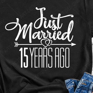 15年前に結婚したばかりのSVG、15年目の結婚記念日、15年目の結婚祝い、Silhouette Studio、Cricutで使用するカッティングファイル