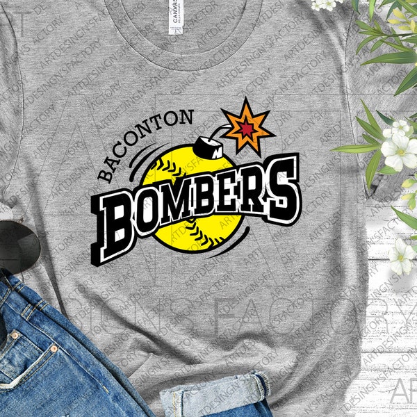 Baconton Bombers svg,football svg,Bombers Fan SVG,baseball mom svg,football shirt,softball svg,distressed svg,Eps,Png,Pdf,Dxf, Baconton