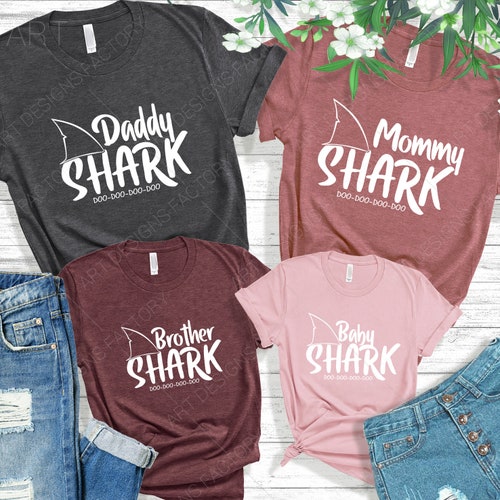 Family Shark Daddy Mommy Brother Baby Shark Doo Doo Cut - Etsy