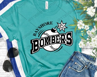 Bombers Football svg,Bayshore Bombers football, baseball mom svg, baseball shirt, softball svg, distressed svg,Eps,Png,Pdf,Dxf,Bayshore