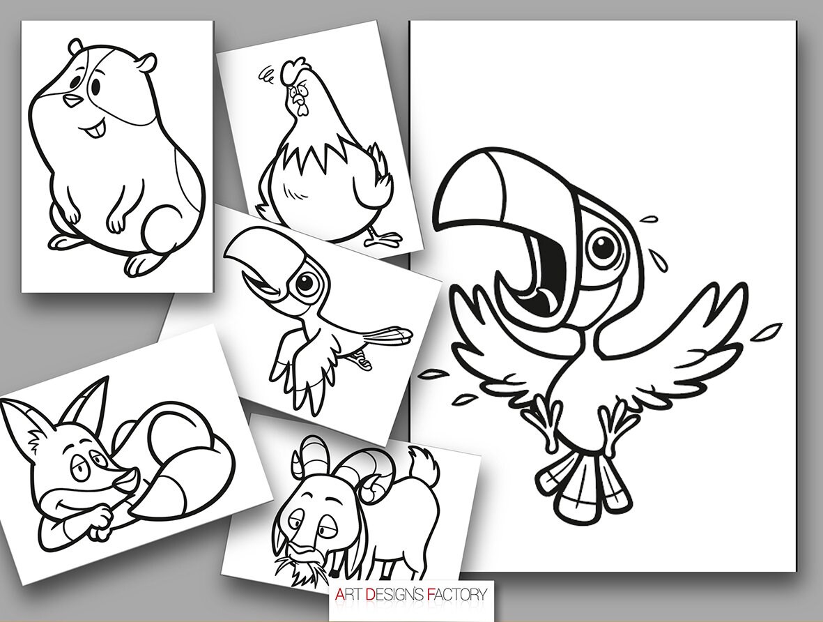 COLORING PAGES Pdf,cartoon Animals Series 02,printable Pages,cartoon ...