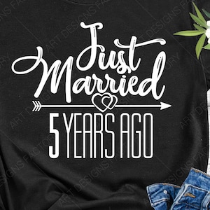 5 年前に結婚したばかりの Svg、結婚 5 周年記念、結婚 5 周年の贈り物、Silhouette Studio、Cricut で使用するカッティング ファイル、Svg