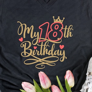 Mijn achttiende verjaardag Svg, achttien, mijn 18e verjaardag, 18 jaar oud, 18e b-dag, snijbestanden voor gebruik met Silhouette Cameo, Cricut