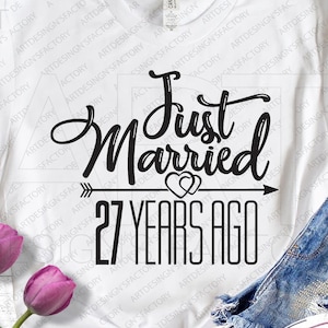Recién casado hace 27 años Svg,27 años aniversario de boda,27 años de regalo de matrimonio,Cortar archivos para usar con Silhouette Studio,SVG Cricut