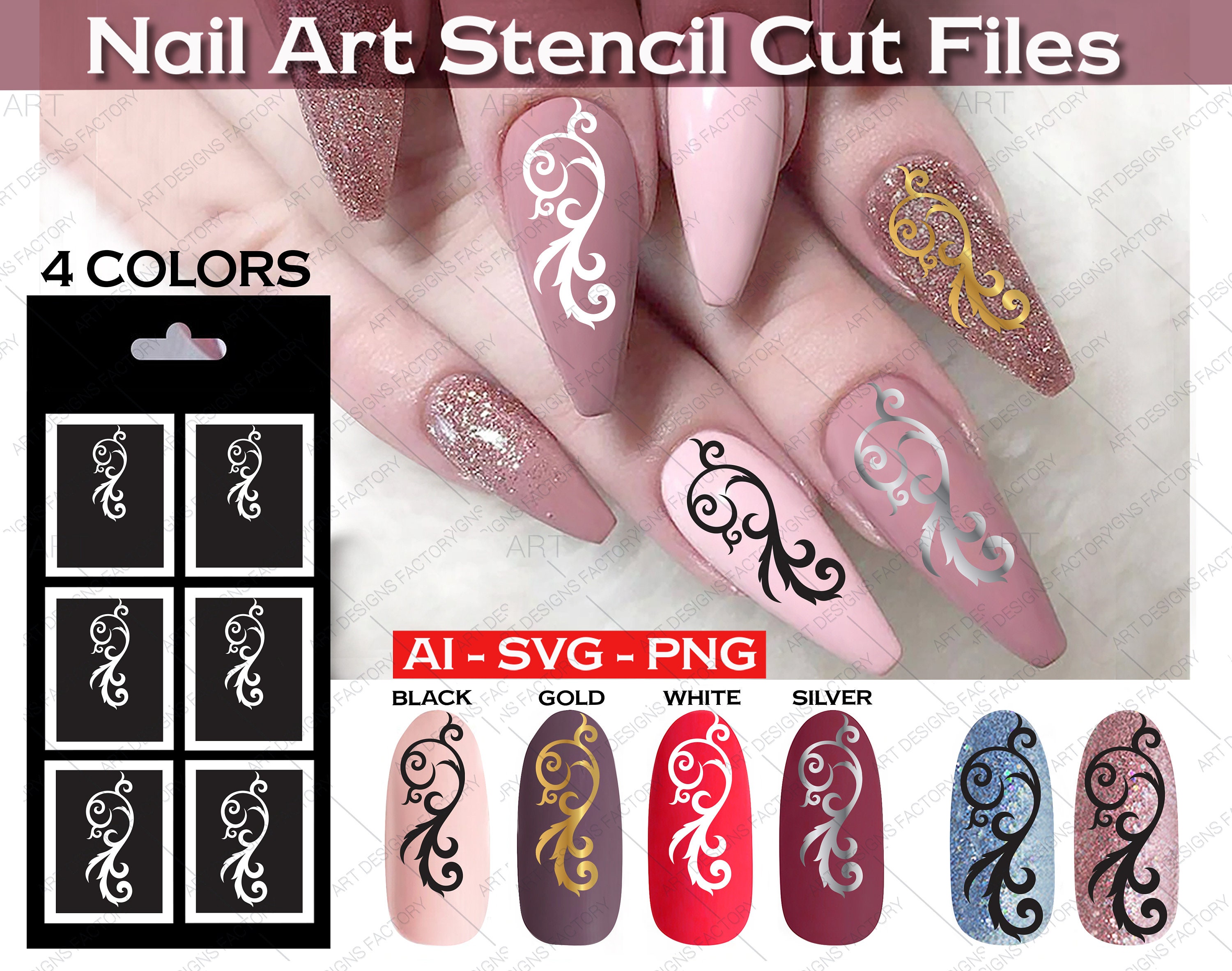 1. Nail Art Stencil and Stamp Set - wide 1