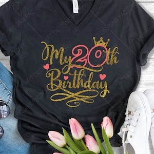 Meu vigésimo aniversário Svg, Twenty AF, Meu 20º aniversário, 20 anos, 20 anos, Arquivos de corte para uso com Silhouette Studio, Cricut