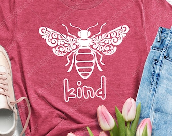Bee kind svg cut file, Bee Kind t-shirt, Be Kind Shirt Choose Kindness Shirt,Kindness t-Shirt Bee Design shirt,Yellow Bee t-Shirt png file,
