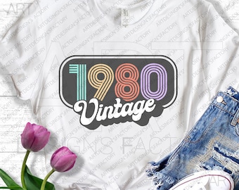 Vintage 1980 svg, Vintage birthday svg, vintage svg,40th birthday svg,downloadable digital files cut,Svg,Png,Eps,Dxf,Jpg,great for vinyl